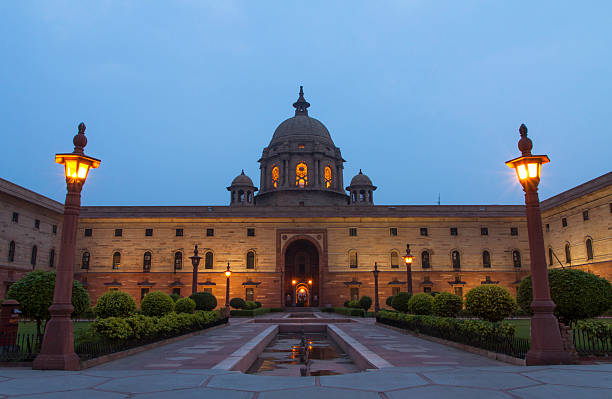 "One of the many entrances to Rashtrapati Bhavan, the Presidential House in New Delhi, India."