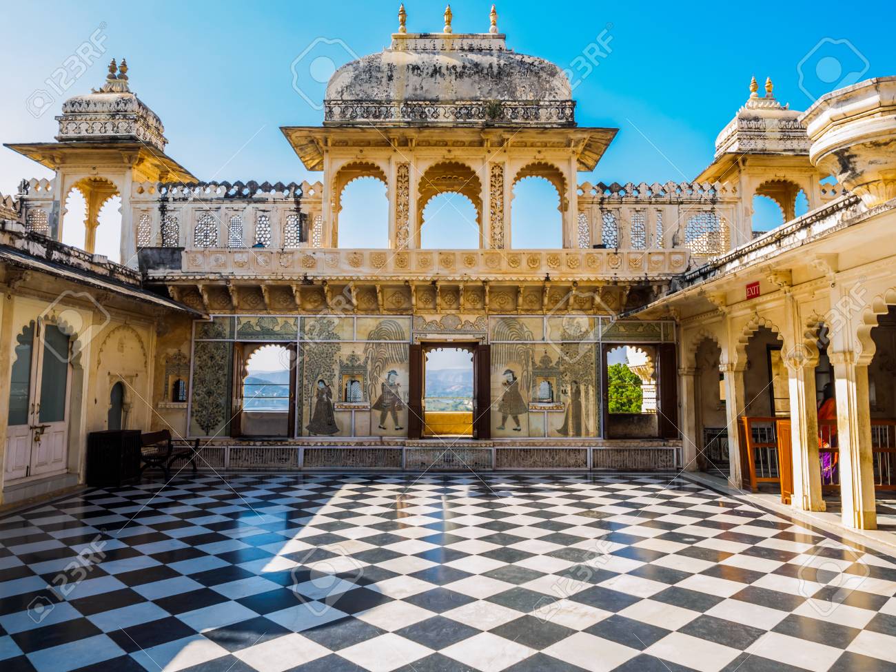 Courtyard at City Palace in Udaipur, Rajasthan, India