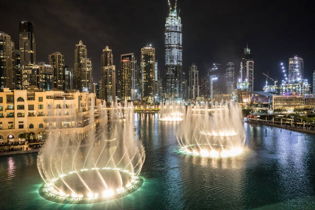 Dancing fountains at the foot of the worlds tallest building in Dubai.
